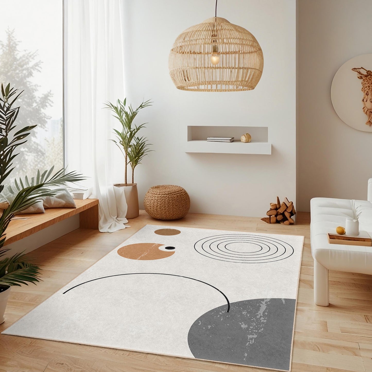 Modern Abstract Geometric Rectangular Rug, Minimalist Design Area Rug, Stylish Home Decor, Living Room Carpet, Bedroom Accent Rug