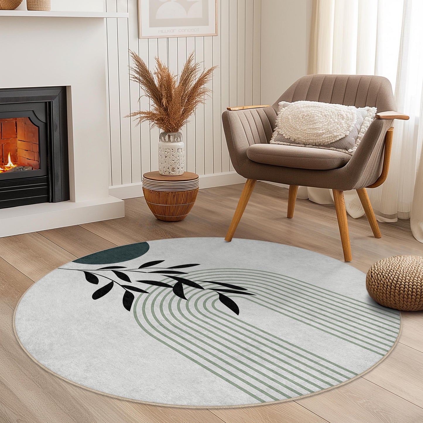 Modern Abstract Round Area Rug, Bohemian Circle Carpet, Living Room Decor, Soft Touch Floor Mat, Stylish Home Accent