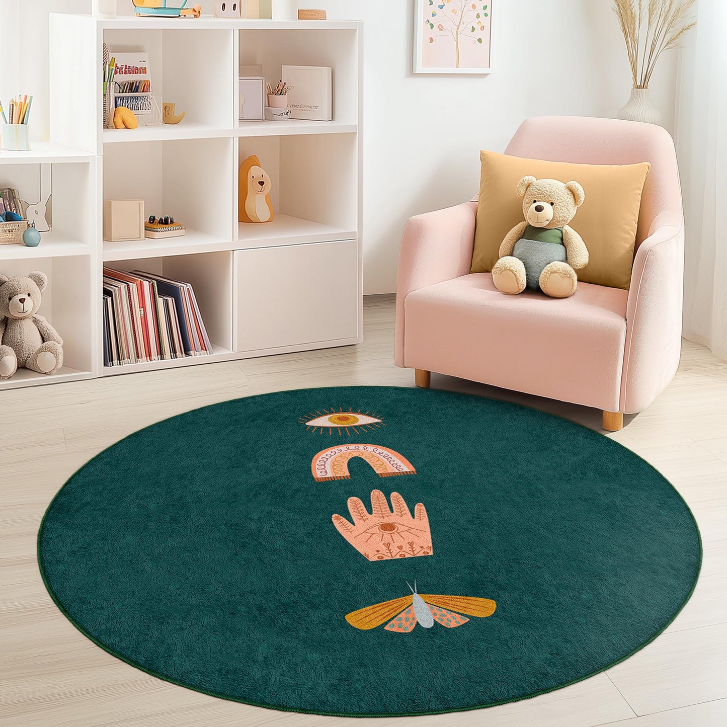 Mystical Kids Rug: Colorful Eye, Rainbow Design - Playroom Decor