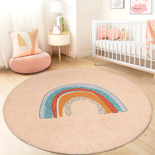 Colorful Rainbow Round Kids Rug, Playroom Decor, Soft Children's Carpet, Nursery Rug, Cute Round Rug for Kids Room