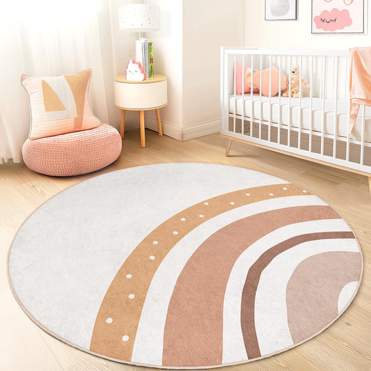Rainbow Pattern Round Kids Rug, Soft Circular Nursery Rug, Playroom Decor, Baby Room Carpet, Colorful Play Mat for Children
