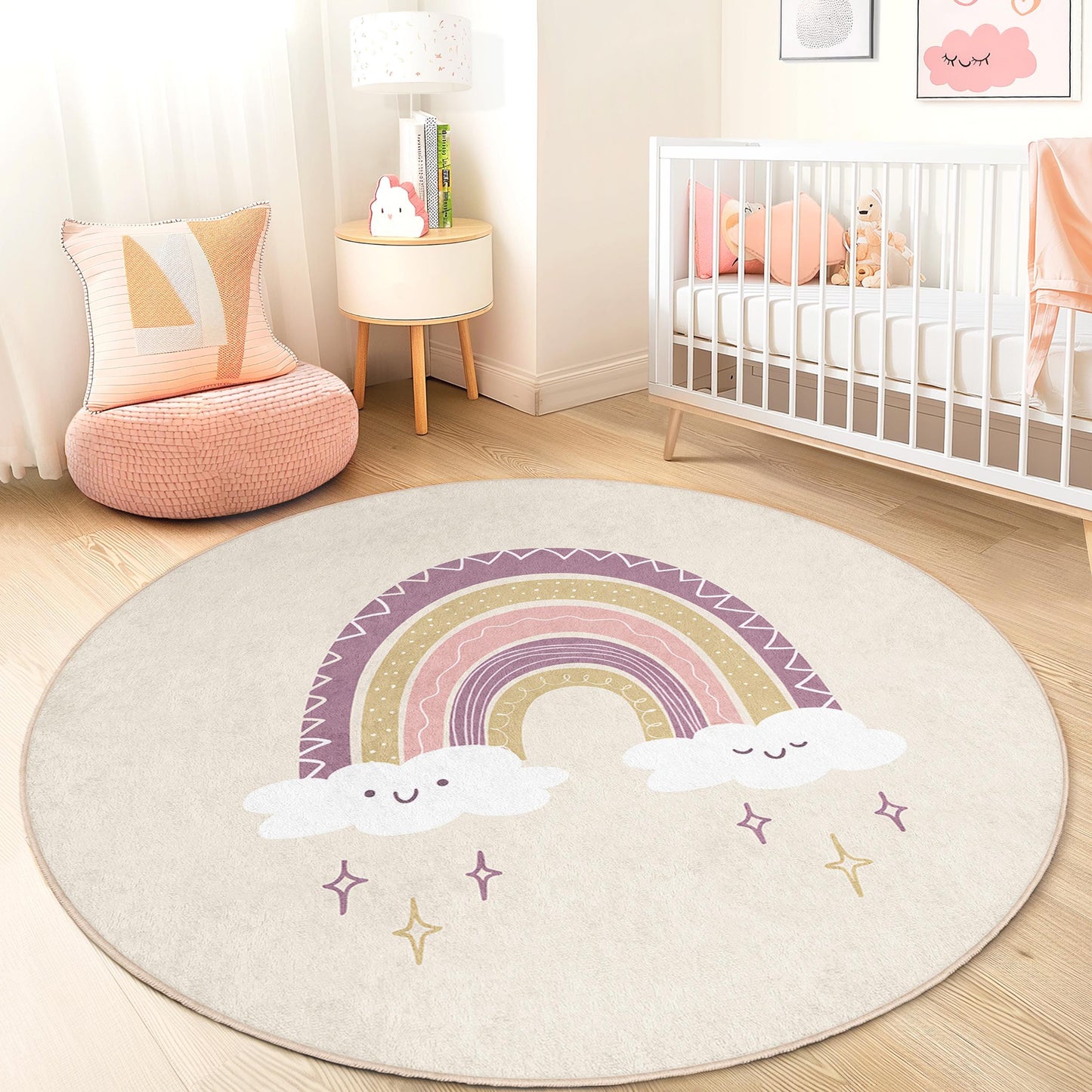 Rainbow Play Rug: Soft Nursery Carpet for Kids Room