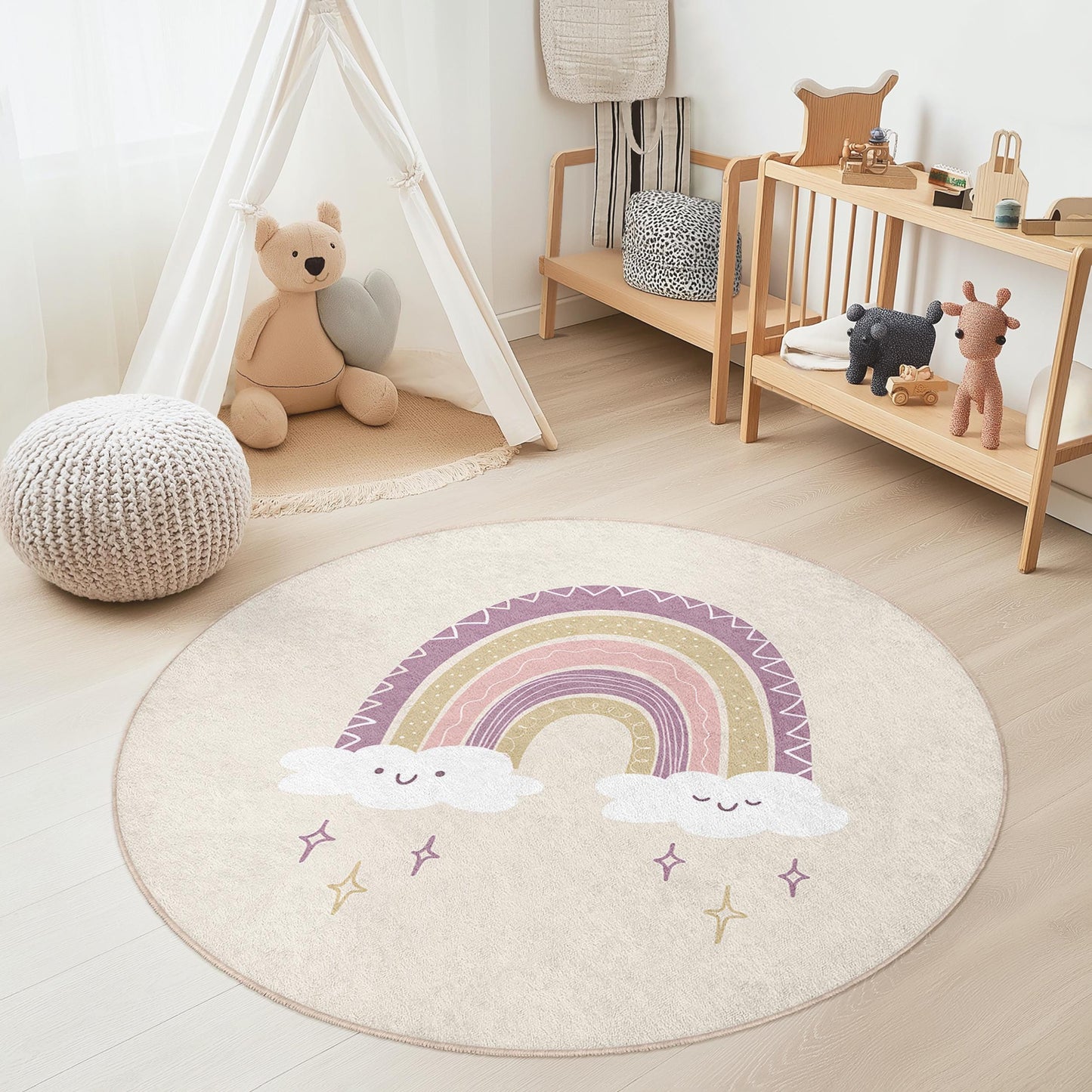 Rainbow Play Rug: Soft Nursery Carpet for Kids Room
