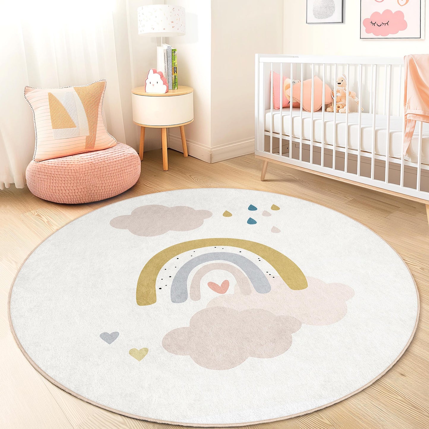 Rainbow Kids Play Rug: Soft Nursery Decor, Personalized