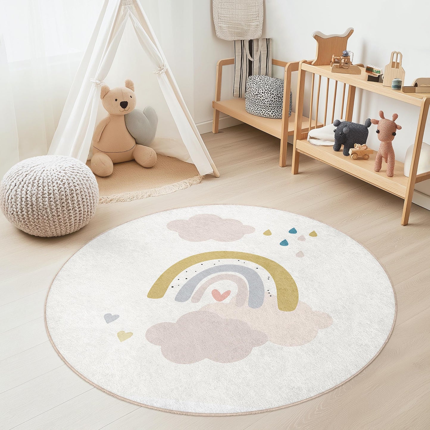 Rainbow Kids Play Rug: Soft Nursery Decor, Personalized