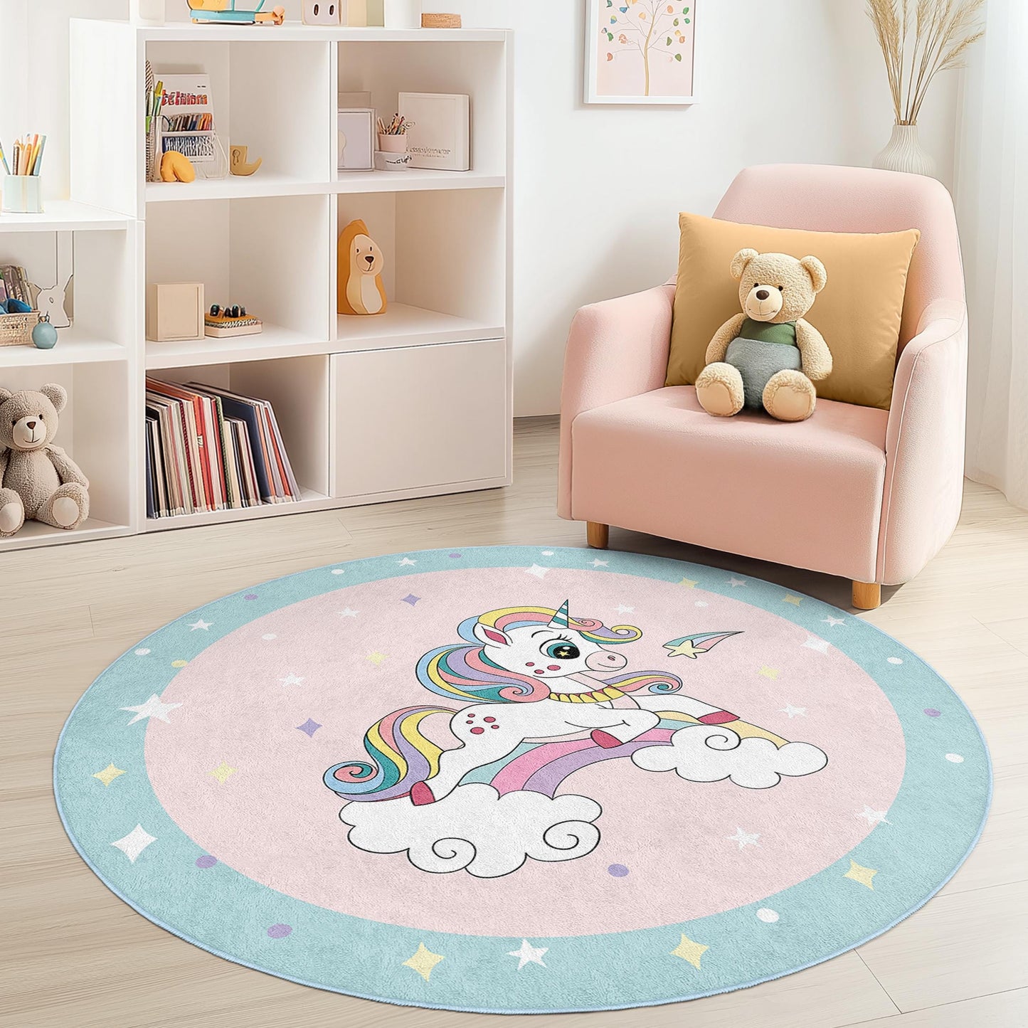 Magical Unicorn Kids Rug: Soft Play Mat, Nursery Decor
