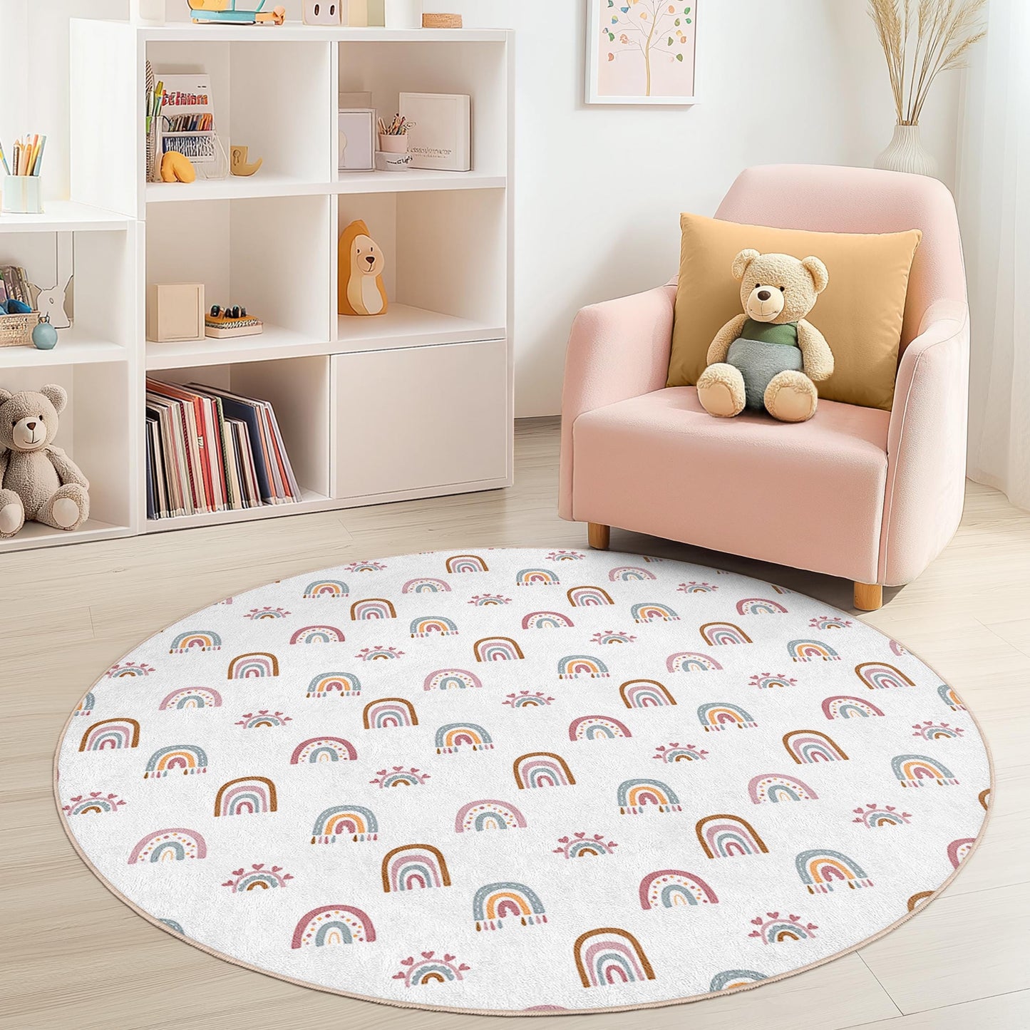 Rainbow Kids Play Rug: Soft Nursery Mat, Personalized Decor