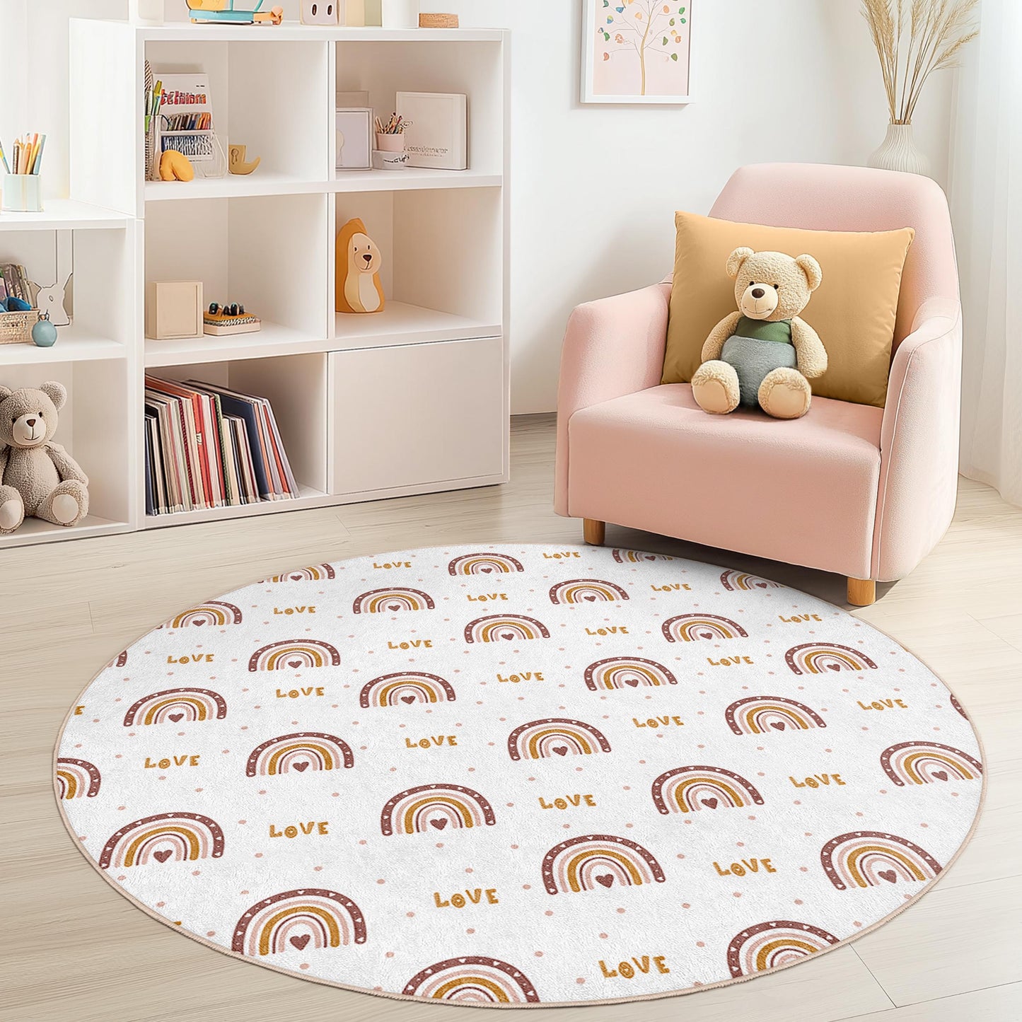 Rainbow Kids Rug: Round Play Mat, Nursery Decor