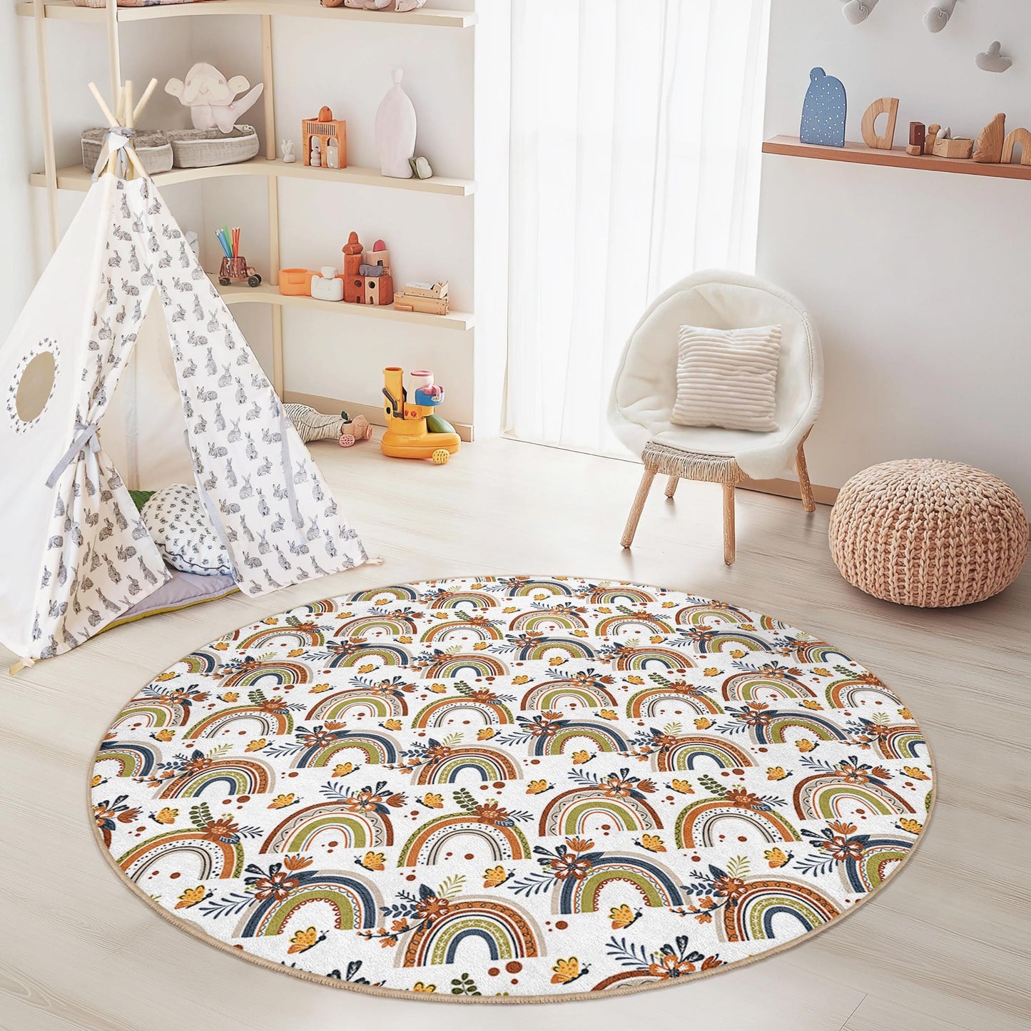 Rainbow Kids Rug: Soft Play Mat for Nursery or Playroom