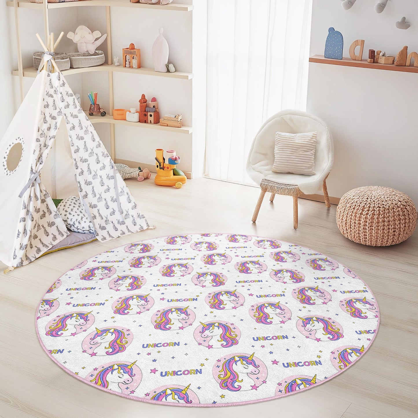 Magical Unicorn Kids Rug: Soft Playroom Carpet