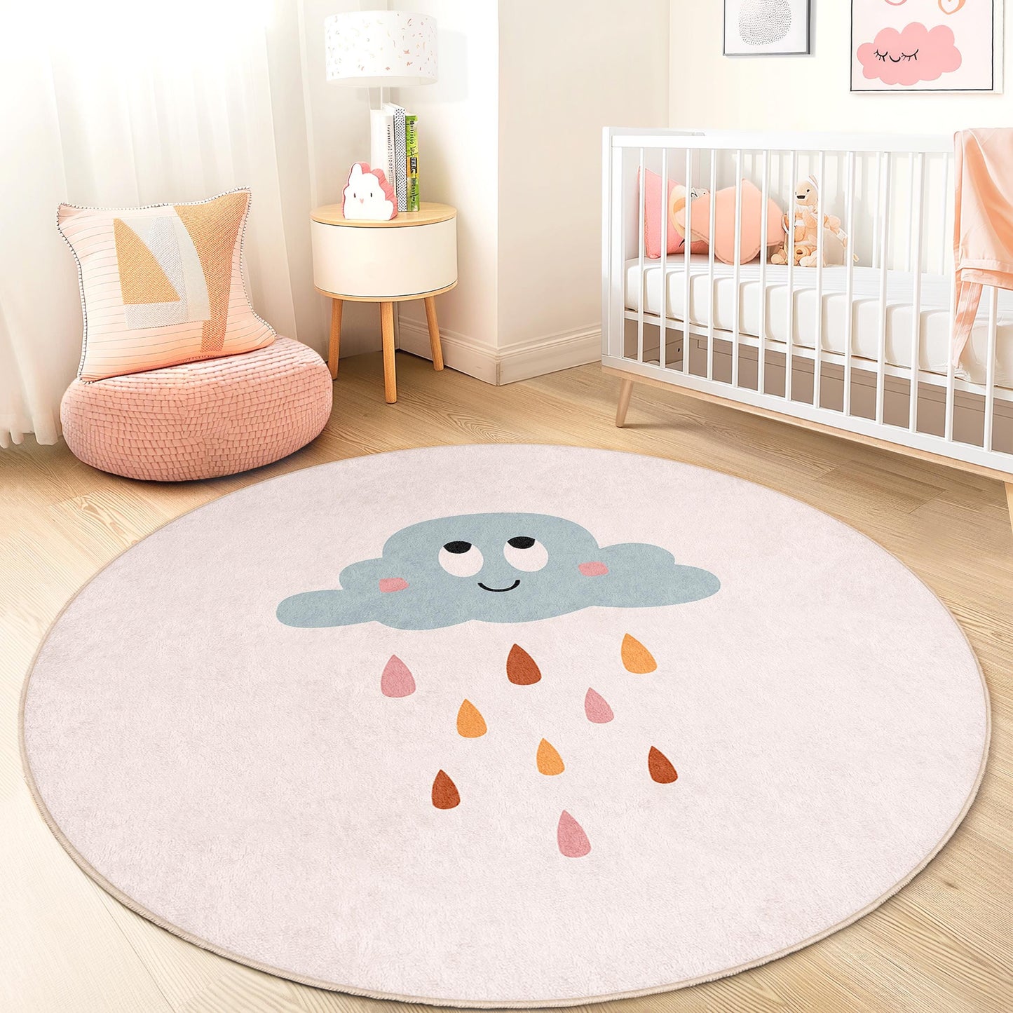 Cartoon Cloud Kids Rug: Soft Nursery Play Mat