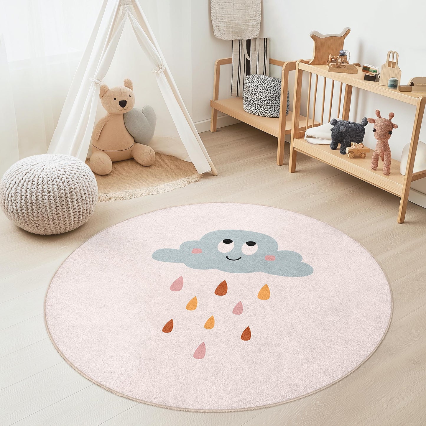 Cartoon Cloud Kids Rug: Soft Nursery Play Mat