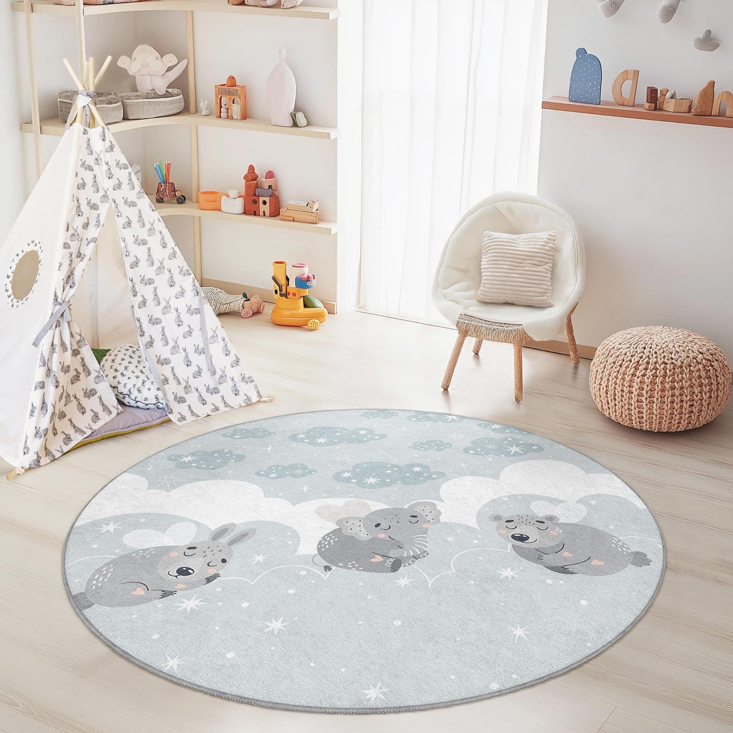 Animal Cloud Kids Rug: Soft Nursery Play Mat