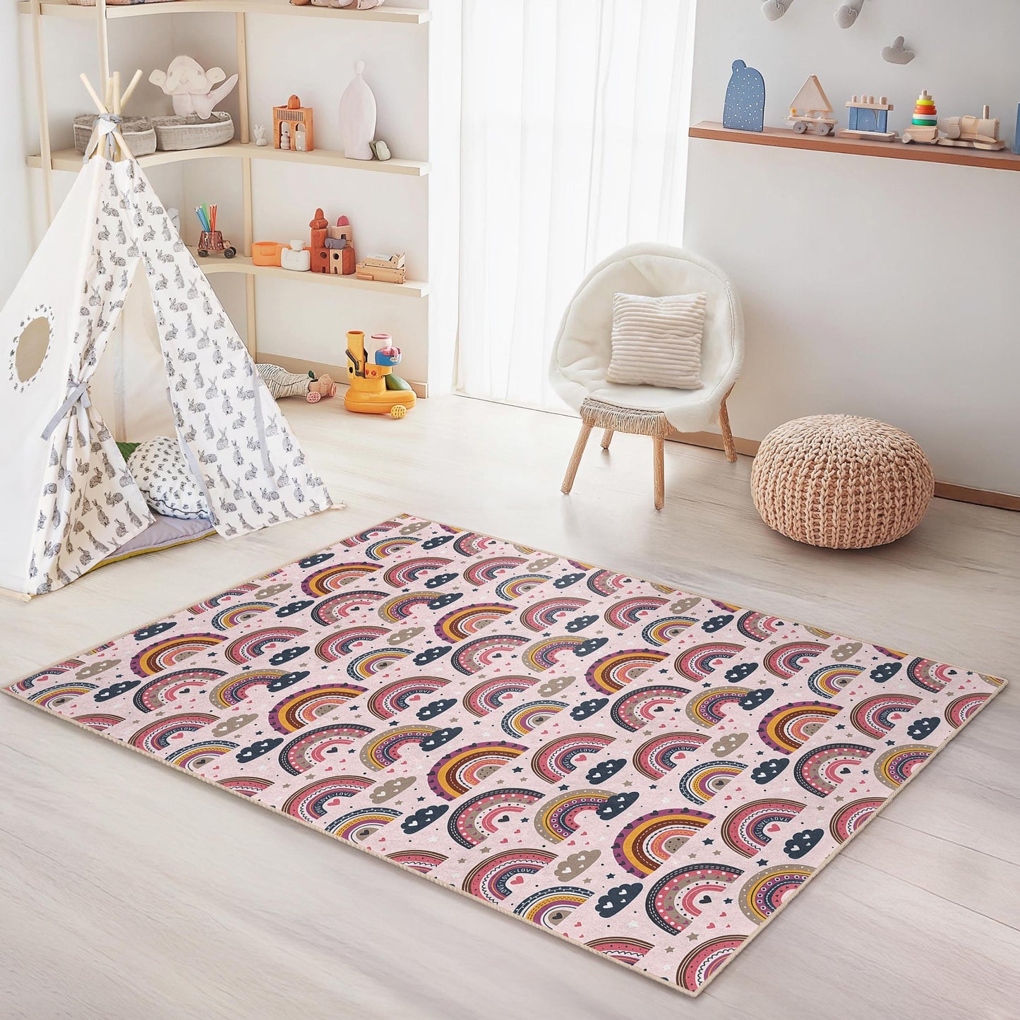 Rainbow Kids Room Rug: Soft Play Mat, Nursery Decor