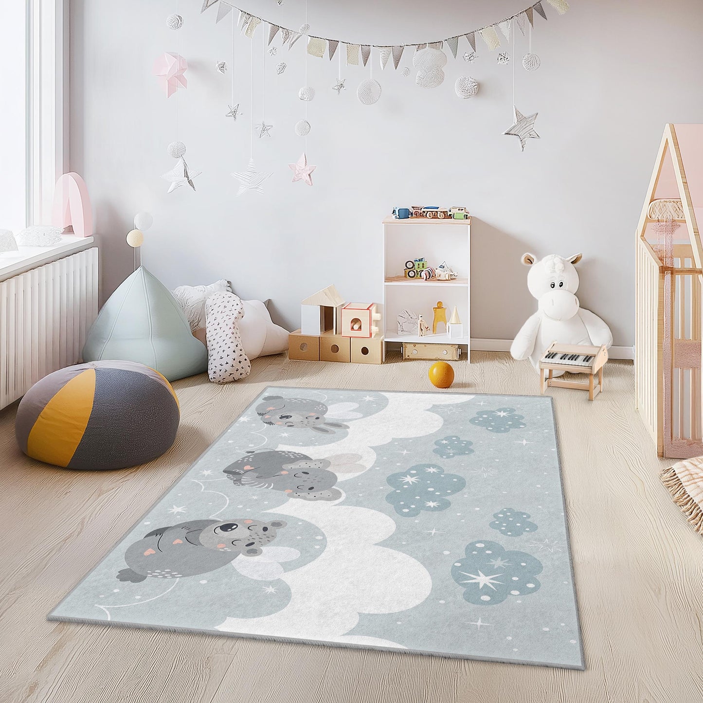 Animal Cloud Kids Rug: Plush Nursery Playroom Carpet