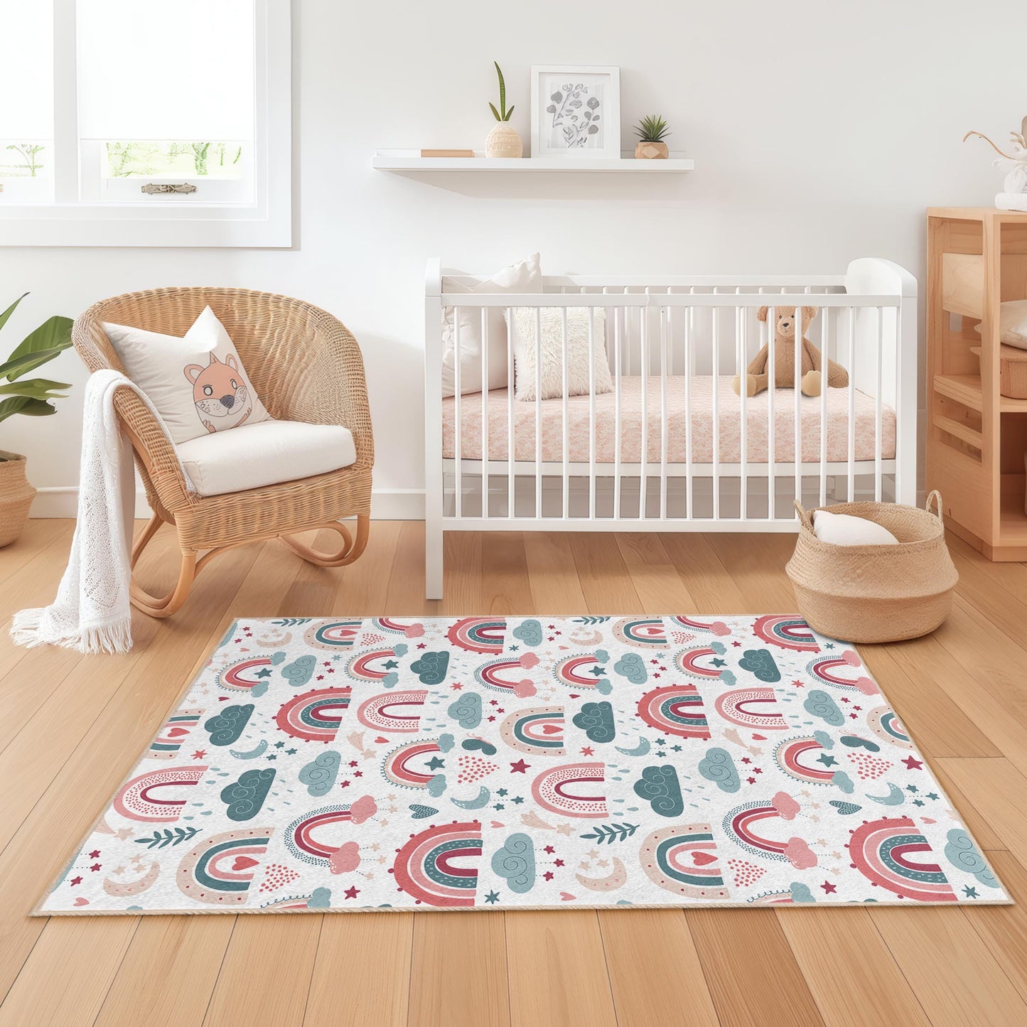 Unicorn Kids Rug: Pink Fantasy Nursery Playroom Decor