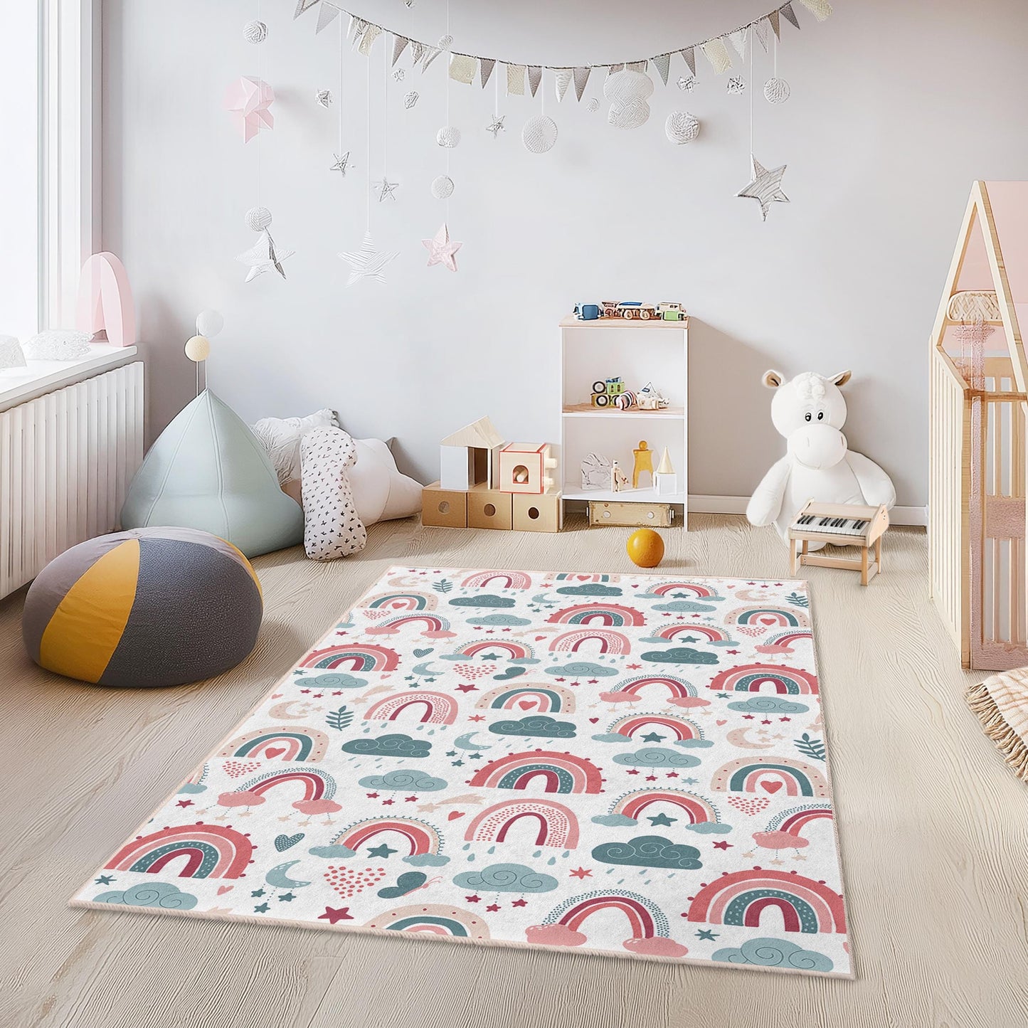 Unicorn Kids Rug: Pink Fantasy Nursery Playroom Decor