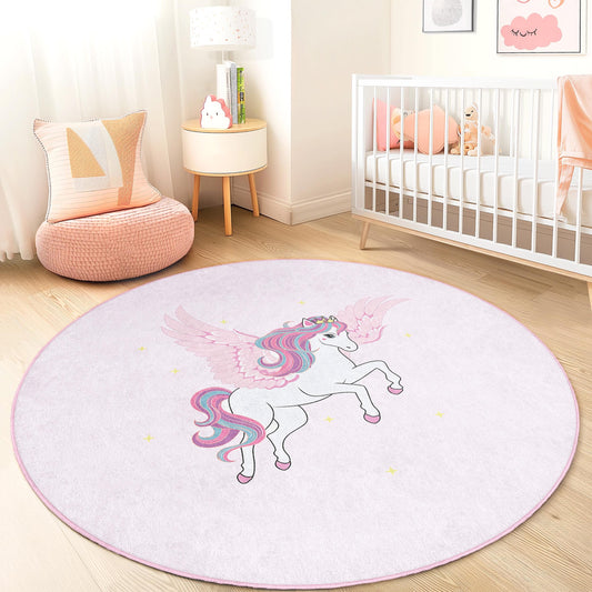 Personalized Unicorn Kids Rug: Pink Nursery Play Mat