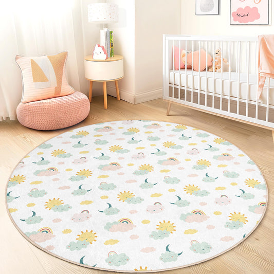 Clouds & Sunshine Kids Play Rug: Soft Nursery Carpet