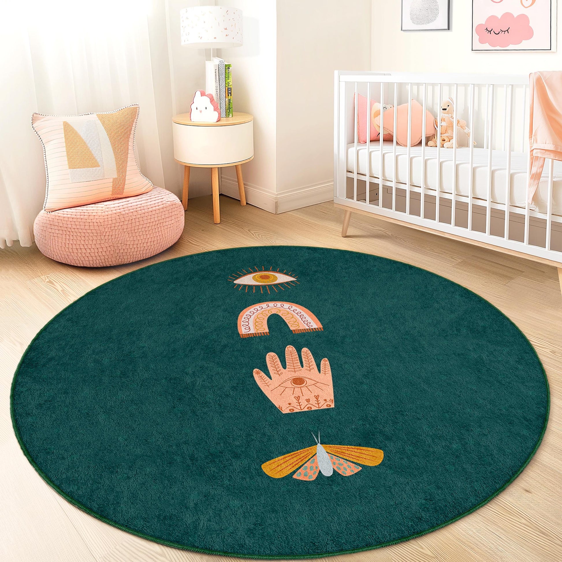 Mystical Kids Rug: Colorful Eye, Rainbow Design - Playroom Decor