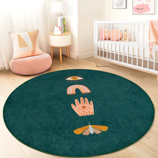 Mystical Kids Rug: Colorful Eye, Rainbow Design - Playroom Decor
