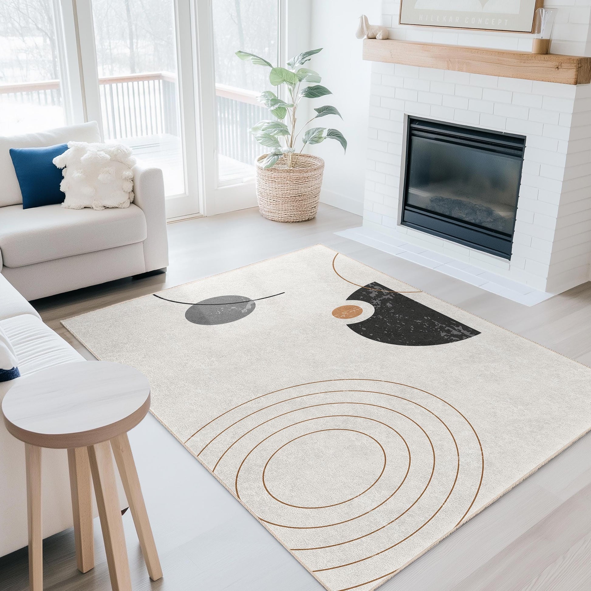 Abstract Geometric Area Rug, Modern Rectangular Rug for Living Room, Stylish Home Decor, Unique Design Floor Mat, Contemporary Carpet