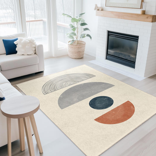 Geometric Abstract Art Rectangle Rug, Modern Pattern Area Rug, Decorative Floor Mat for Living Room, Bedroom, Office Decor