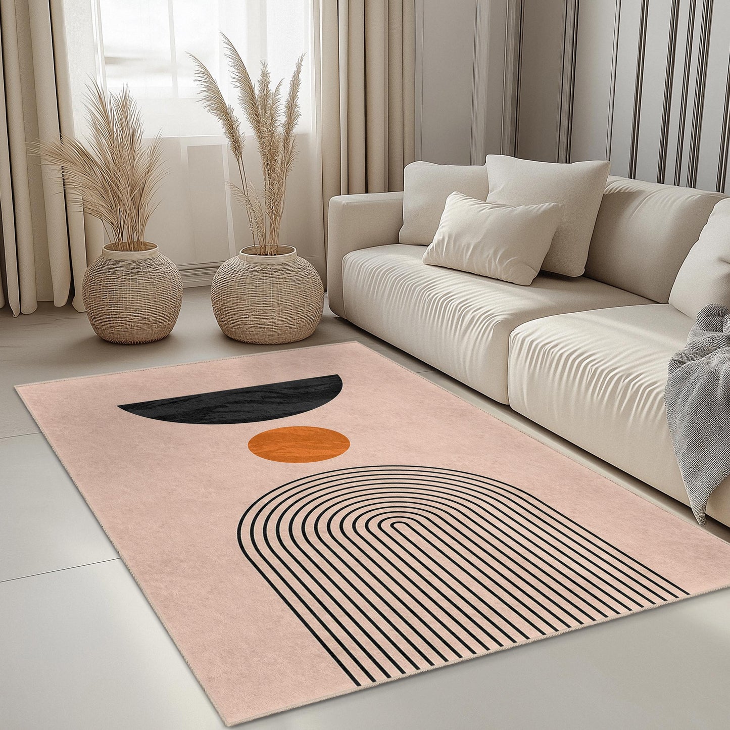 Geometric Abstract Area Rug, Modern Rectangular Carpet, Living Room Decor Rug, Stylish Home Rug, Bohemian Accent Rug