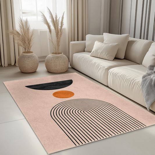 Geometric Abstract Area Rug, Modern Rectangular Carpet, Living Room Decor Rug, Stylish Home Rug, Bohemian Accent Rug