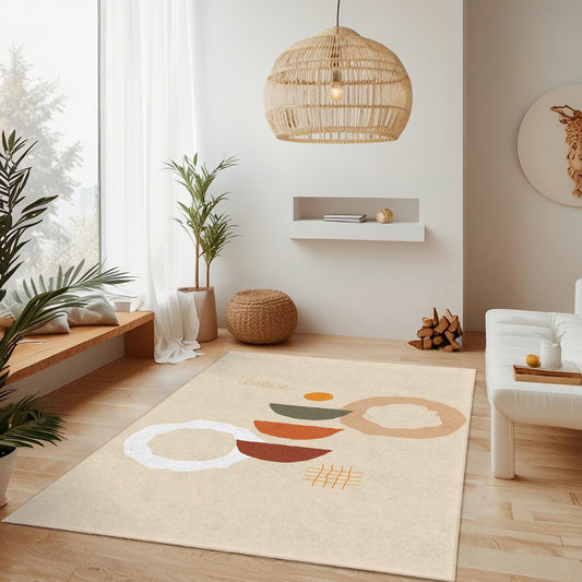 Abstract Geometric Rectangular Area Rug, Modern Boho Style Rug, Living Room Decor, Trendy Home Carpet, Stylish Floor Mat