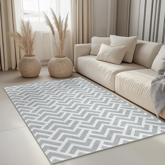 Chevron Pattern Rectangular Area Rug, Modern Living Room Decor, Stylish Gray Rug, Home Interior Carpet, Contemporary Design Rug