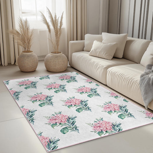 Floral Pattern Rectangle Rug, Elegant Flower Carpet for Living Room, Cozy Home Decor, Vintage Style Area Rug, Botanical Design Mat