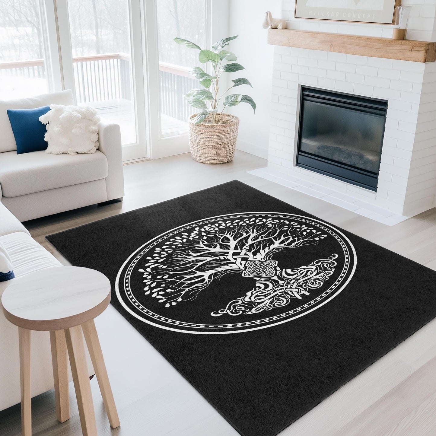 Celtic Tree of Life Rectangular Rug, Artistic Tree Design Carpet, Unique Home Decor, Nature Inspired Floor Mat, Living Room Rug