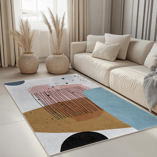 Trendy Design for Any Space | Abstract Geometric Pattern Rectangular Living Room Rug | Modern Soft Area Carpet | Stylish Home Decor