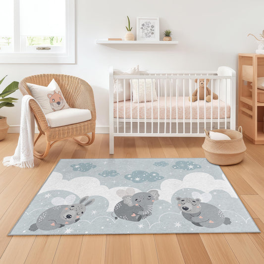 Animal Cloud Kids Rug: Plush Nursery Playroom Carpet