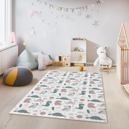 Personalized Dinosaur Kids Rug: Soft Playroom Carpet