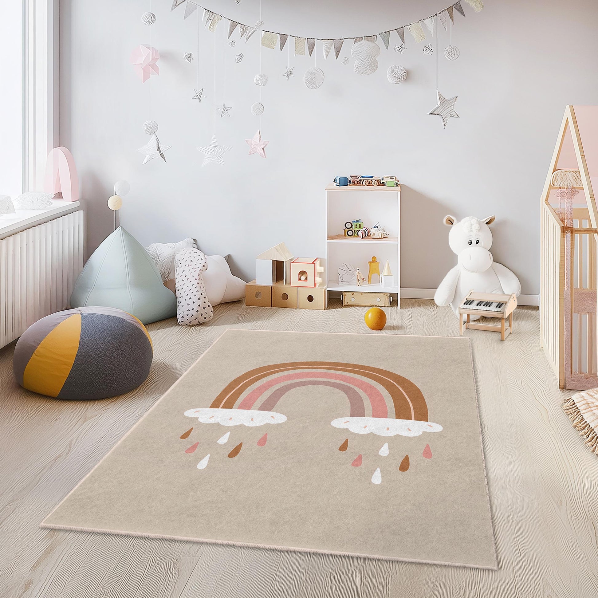 Rainbow Kids Rug: Soft Play Mat for Nursery or Bedroom