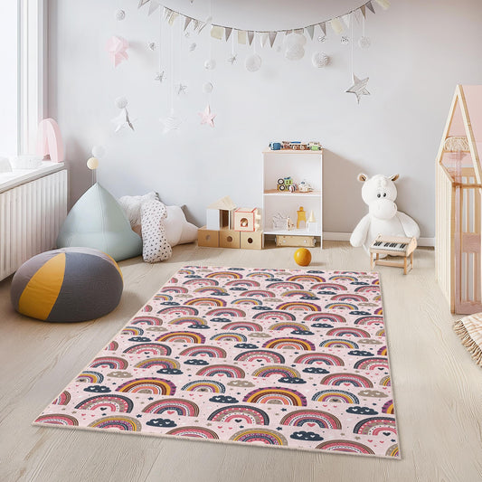 Rainbow Kids Room Rug: Soft Play Mat, Nursery Decor