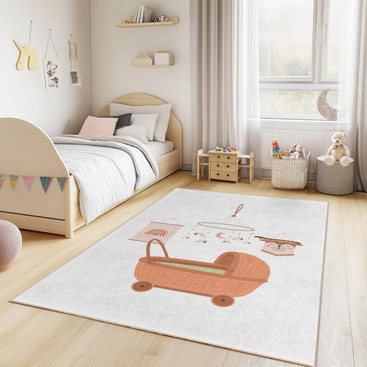 Cute Rainbow Pattern Kids Rectangle Rug, Nursery Rug for Baby Room, Soft Play Mat for Kids, Colorful Kids Room Decor, Playroom Carpet