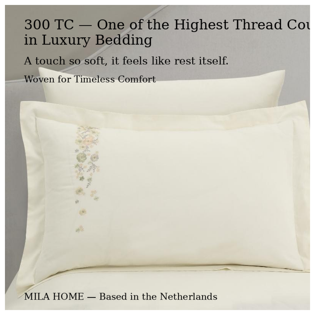 Hotel Collection – Bloom Edition | Luxury Cream White Bedding Set with Pastel Floral Embroidery – 300 Thread Count Premium Cotton – 6-Piece Duvet Cover Set